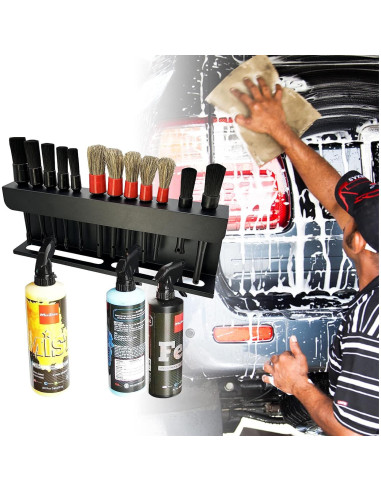 Soporte para Cepillos de Detalle YCWF con 12 Cepillos - Negro