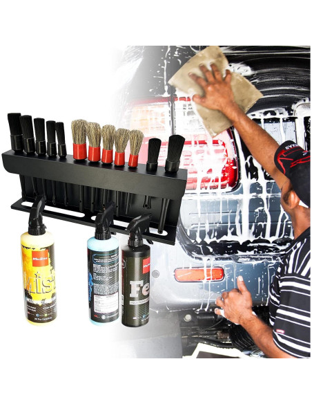 Soporte para Cepillos de Detalle YCWF con 12 Cepillos - Negro