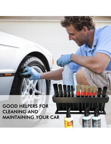 Soporte para Cepillos de Detalle YCWF con 12 Cepillos - Negro