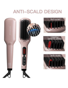 Cepillo Alisador MEGAWISE KL-1025 Rosa 2 en 1 Anti-Frizz 2