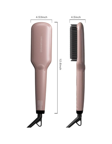 Cepillo Alisador MEGAWISE KL-1025 Rosa 2 en 1 Anti-Frizz
