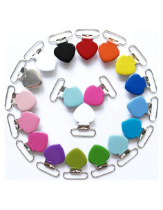 20 Clips de Suspensión Corazón Metal Sutoyuen 16 Colores