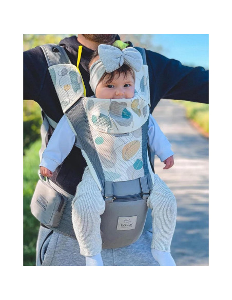 Portabebés Bebamour TC26 Gris Ajustable con Almohadillas