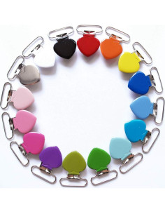 20 Clips de Suspensión Corazón Metal Sutoyuen 16 Colores 2