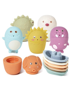 Juguetes de Baño para Bebés AMCHSURI 11PCS Barcos y Animales