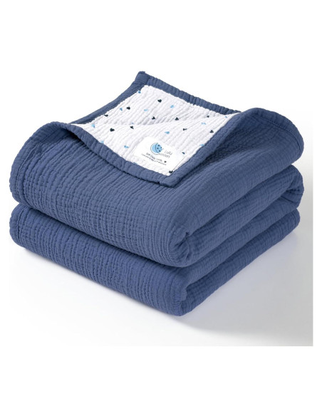 Manta de Muselina Lulumoon 100% Algodón 119x119 cm Azul