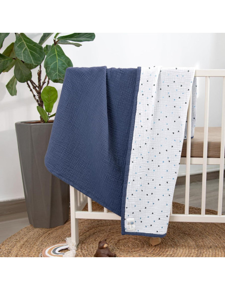 Manta de Muselina Lulumoon 100% Algodón 119x119 cm Azul