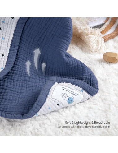 Manta de Muselina Lulumoon 100% Algodón 119x119 cm Azul