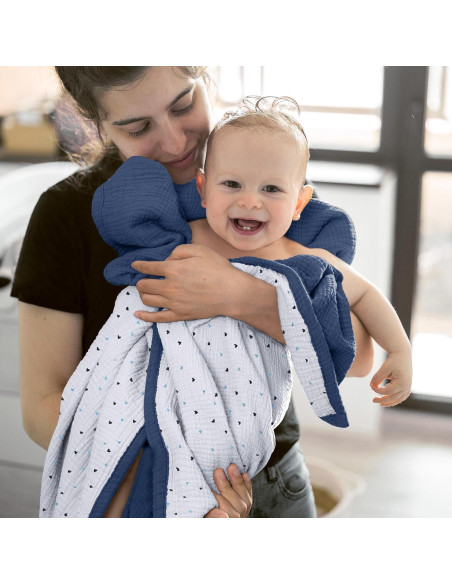 Manta de Muselina Lulumoon 100% Algodón 119x119 cm Azul