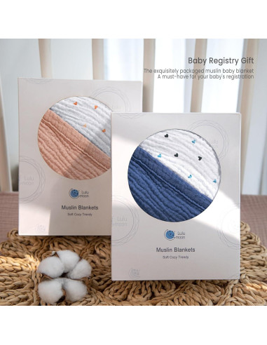 Manta de Muselina Lulumoon 100% Algodón 119x119 cm Azul