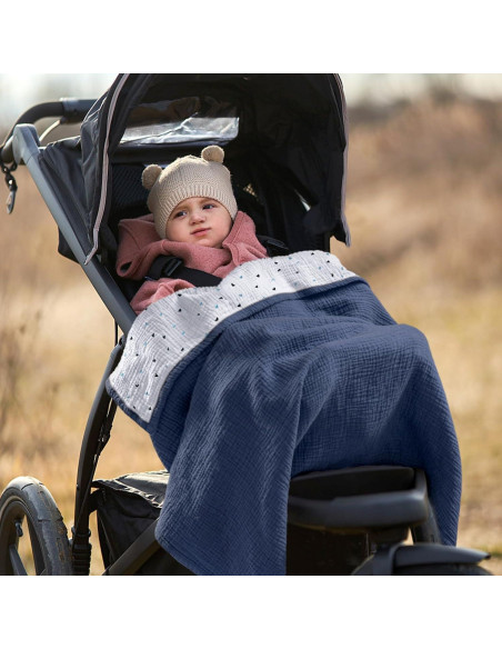 Manta de Muselina Lulumoon 100% Algodón 119x119 cm Azul