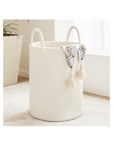 Cesta de lavandería grande 72L Fiona's magic algodón beige