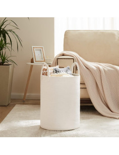 Cesta de lavandería grande 72L Fiona's magic algodón beige 2