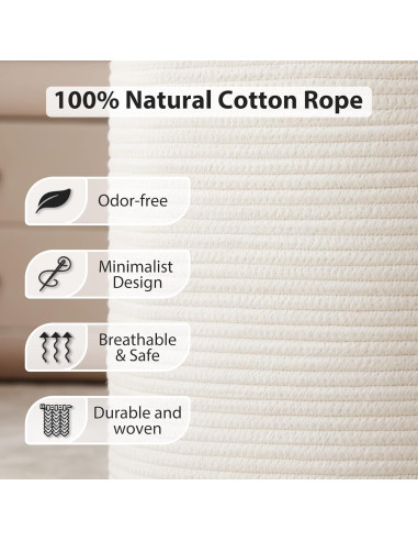 Cesta de lavandería grande 72L Fiona's magic algodón beige