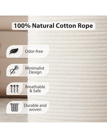 Cesta de lavandería grande 72L Fiona's magic algodón beige