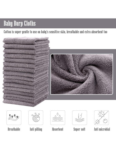 Toallitas de Baño Cute Castle 16 Piezas 22.86x22.86 cm Gris