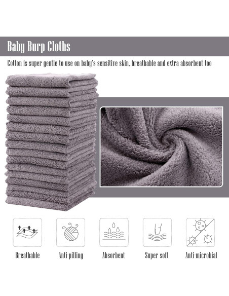 Toallitas de Baño Cute Castle 16 Piezas 22.86x22.86 cm Gris