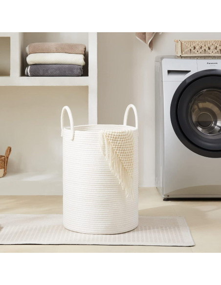 Cesta de lavandería grande 72L Fiona's magic algodón beige
