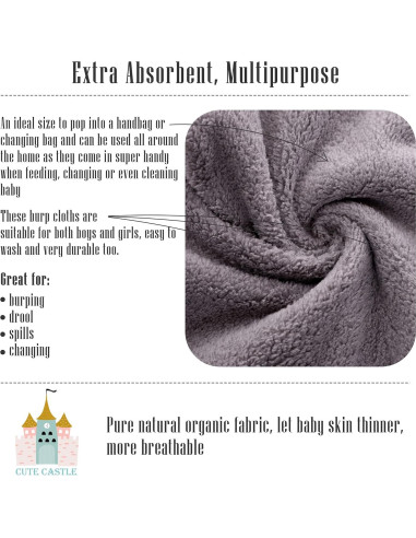 Toallitas de Baño Cute Castle 16 Piezas 22.86x22.86 cm Gris