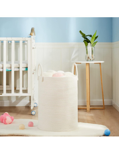 Cesta de lavandería grande 72L Fiona's magic algodón beige
