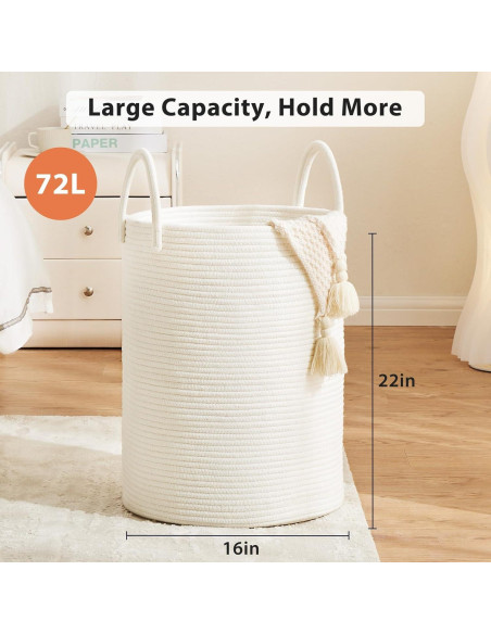 Cesta de lavandería grande 72L Fiona's magic algodón beige