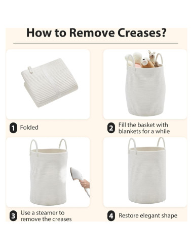 Cesta de lavandería grande 72L Fiona's magic algodón beige