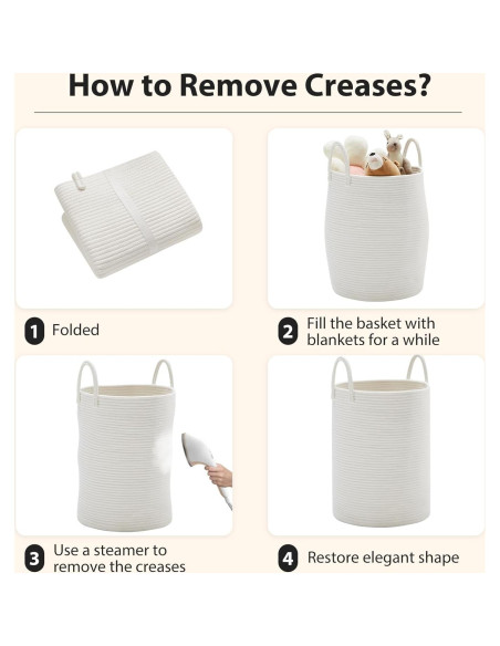 Cesta de lavandería grande 72L Fiona's magic algodón beige