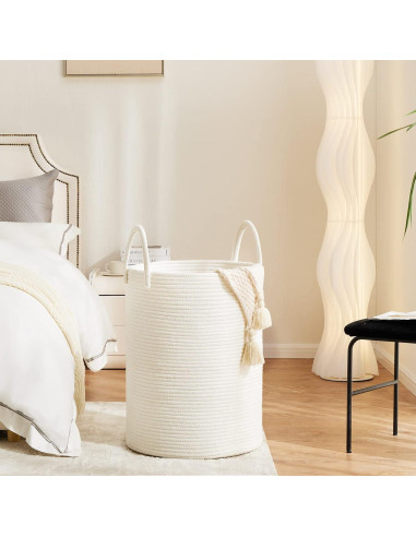 Cesta de lavandería grande 72L Fiona's magic algodón beige