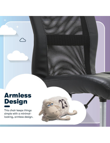 Silla de Tarea Sin Brazos Serta Essential, Negro, Ajustable