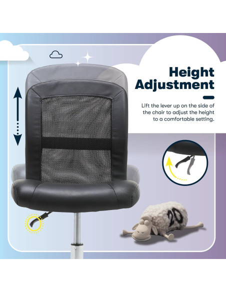 Silla de Tarea Sin Brazos Serta Essential, Negro, Ajustable