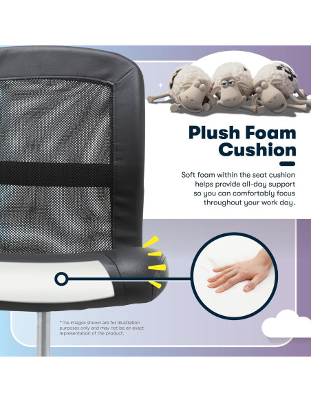 Silla de Tarea Sin Brazos Serta Essential, Negro, Ajustable