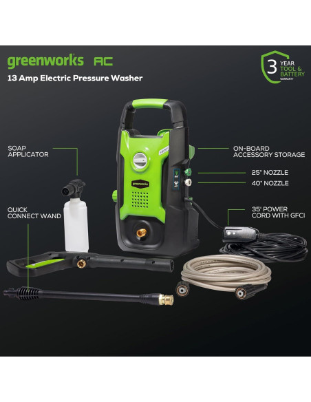 Lavadora a Presión Eléctrica Greenworks 1600 PSI 1.2 GPM