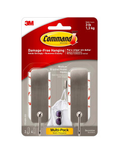 Ganchos de Pared Medianos Command Niquel Cepillado 2 Pzas 2