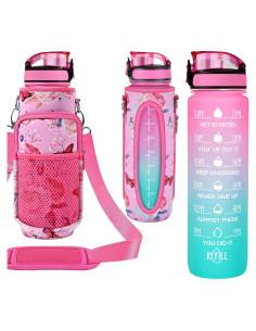 Botella de Agua Reutilizable Newfad 1L con Funda y Pajilla