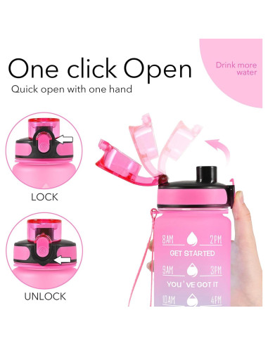 Botella de Agua Reutilizable Newfad 1L con Funda y Pajilla