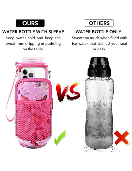 Botella de Agua Reutilizable Newfad 1L con Funda y Pajilla