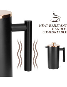 Prensa Francesa Miuly 12oz Acero Inoxidable Negra 350ml 2