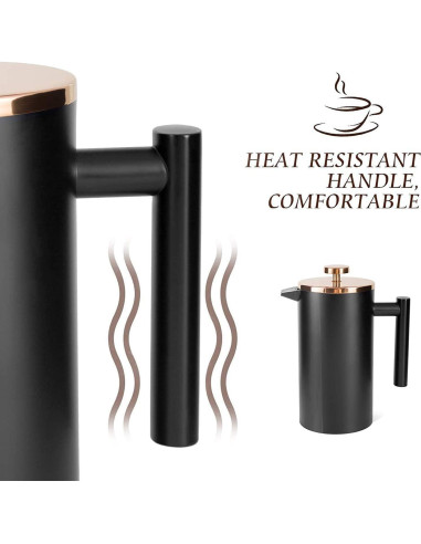 Prensa Francesa Miuly 12oz Acero Inoxidable Negra 350ml