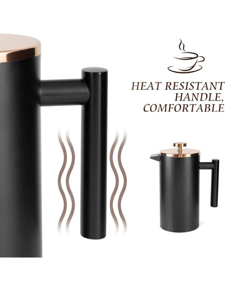 Prensa Francesa Miuly 12oz Acero Inoxidable Negra 350ml