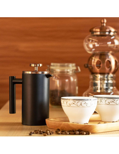 Prensa Francesa Miuly 12oz Acero Inoxidable Negra 350ml
