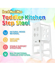 Escalera de Cocina para Niños Bedmoimo Blanca 2 Escalones 2