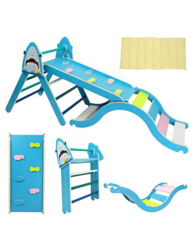 Conjunto Triángulo Pikler KidsBuddy Azul 9 en 1 para Niños