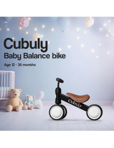 Bicicleta de Equilibrio Negra Cubuly para Niños 1-3 Años 2