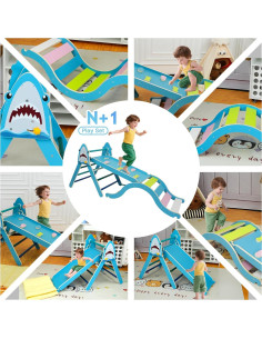 Conjunto Triángulo Pikler KidsBuddy Azul 9 en 1 para Niños 2