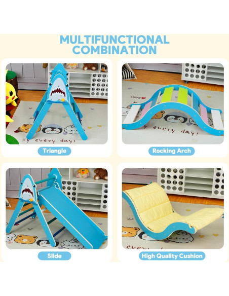 Conjunto Triángulo Pikler KidsBuddy Azul 9 en 1 para Niños