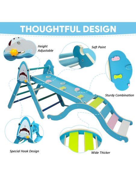 Conjunto Triángulo Pikler KidsBuddy Azul 9 en 1 para Niños