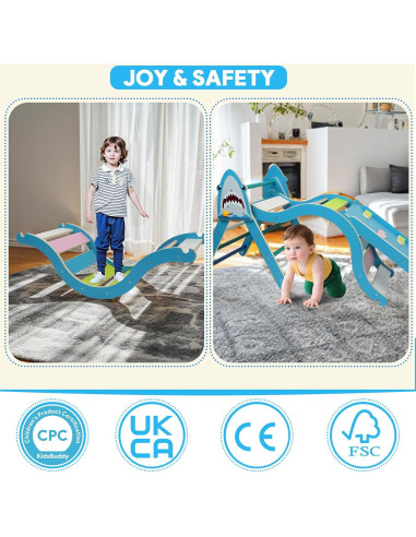 Conjunto Triángulo Pikler KidsBuddy Azul 9 en 1 para Niños