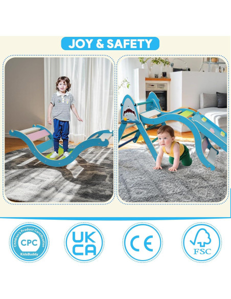 Conjunto Triángulo Pikler KidsBuddy Azul 9 en 1 para Niños