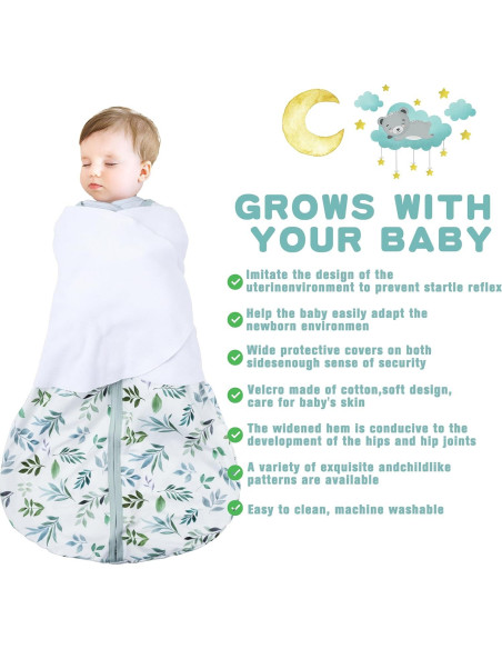 Saco de Sueño para Bebés 0-3 Meses BSTOPPT Algodón