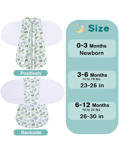 Saco de Sueño para Bebés 0-3 Meses BSTOPPT Algodón